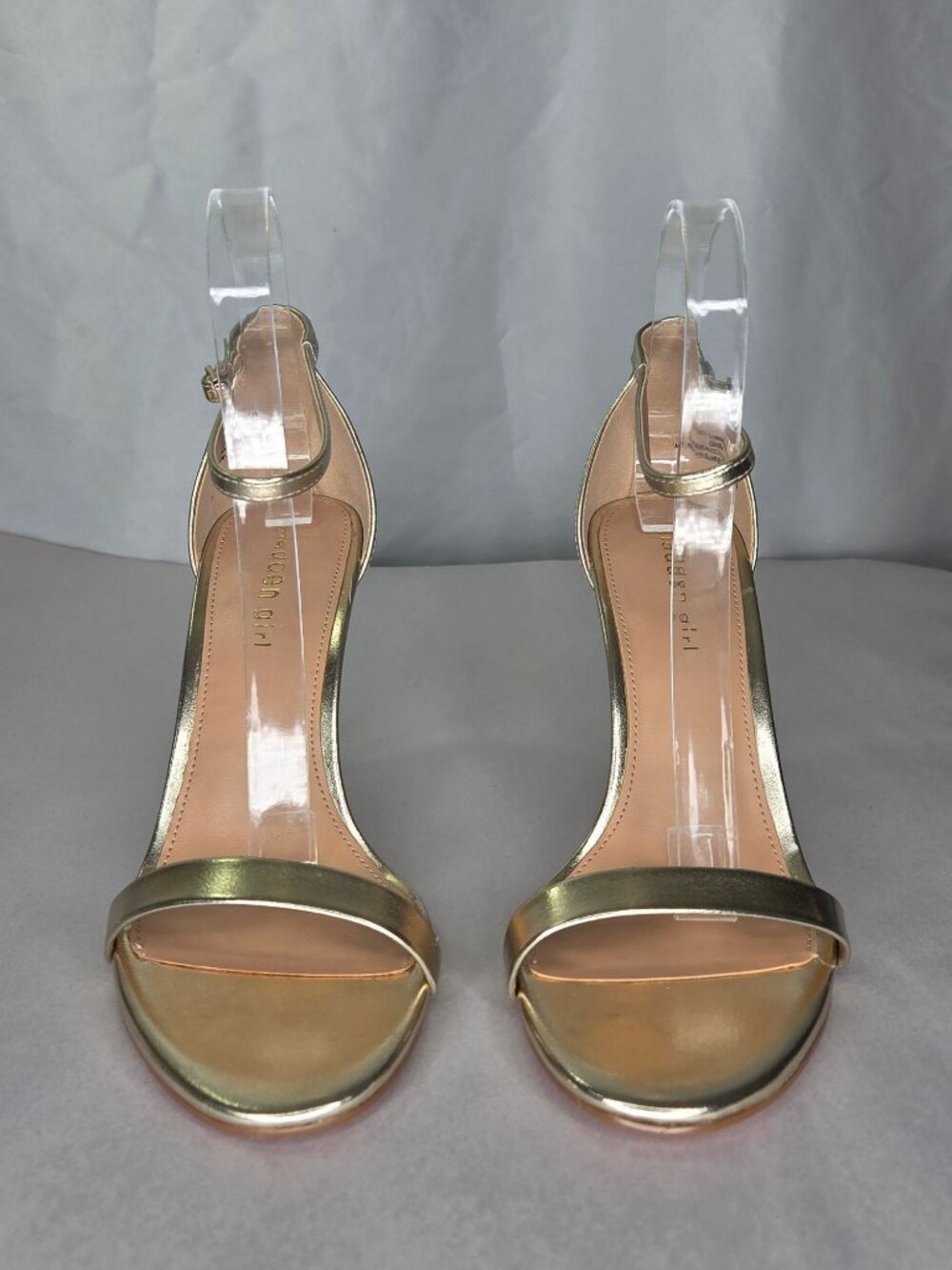 Madden Girl Brazen Two-Piece Stiletto Dress Sandals - Gold Metallic, Size: 6, 9 - Picture 2 of 8